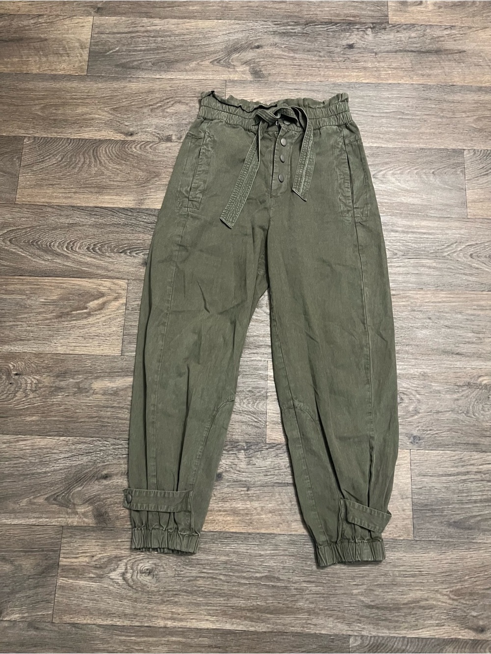 Sea New York Layla Pant Size 2 Army Green Paperbag Waist Neutral - Picture 5 of 10